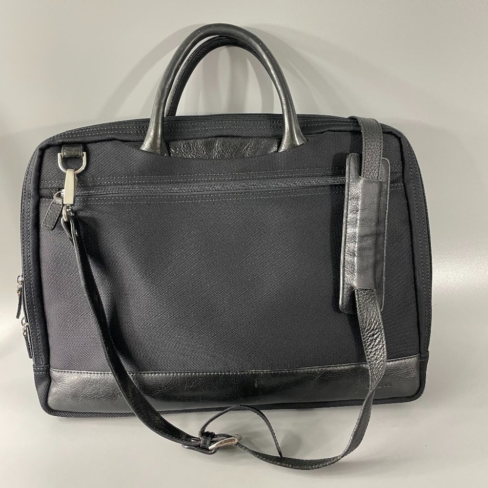 Lodis Black Nylon + Leather Laptop Briefcase